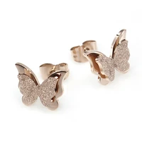 european and american butterfly jewelry exquisite fashion plated rose gold frosted ladies stud earrings