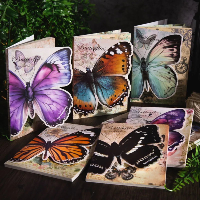 

30pcs/lot Memo Pads Material Paper Vintage Butterflies in Bloom Journal Scrapbooking paper Card Background Decoration Paper