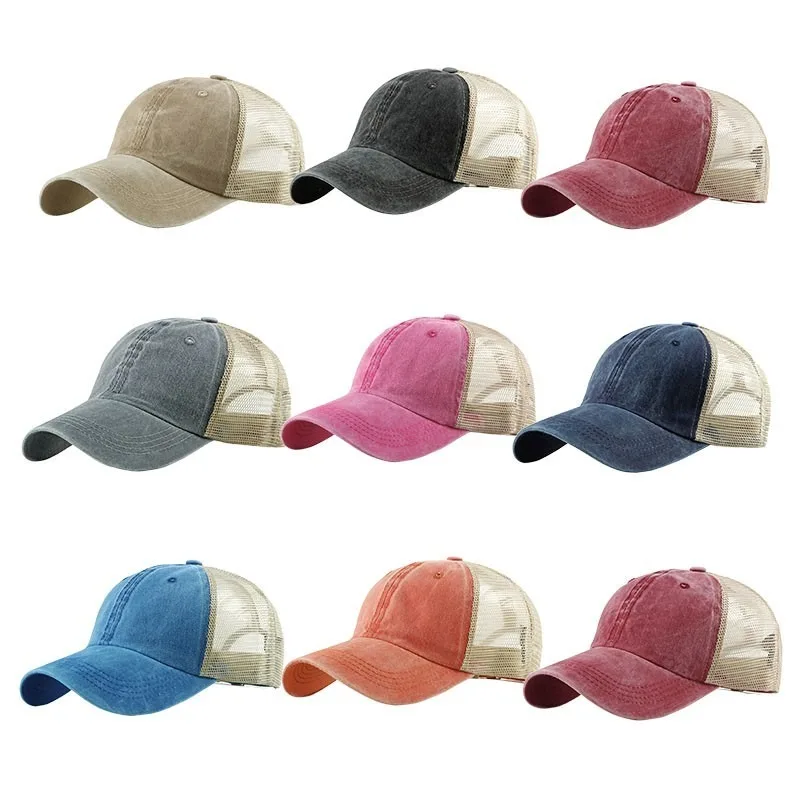

2/1Pcs Summer Breathable Mesh Baseball Cap Men's Fashion Washed Cotton Peaked Cap Sunscreen Sun Hat