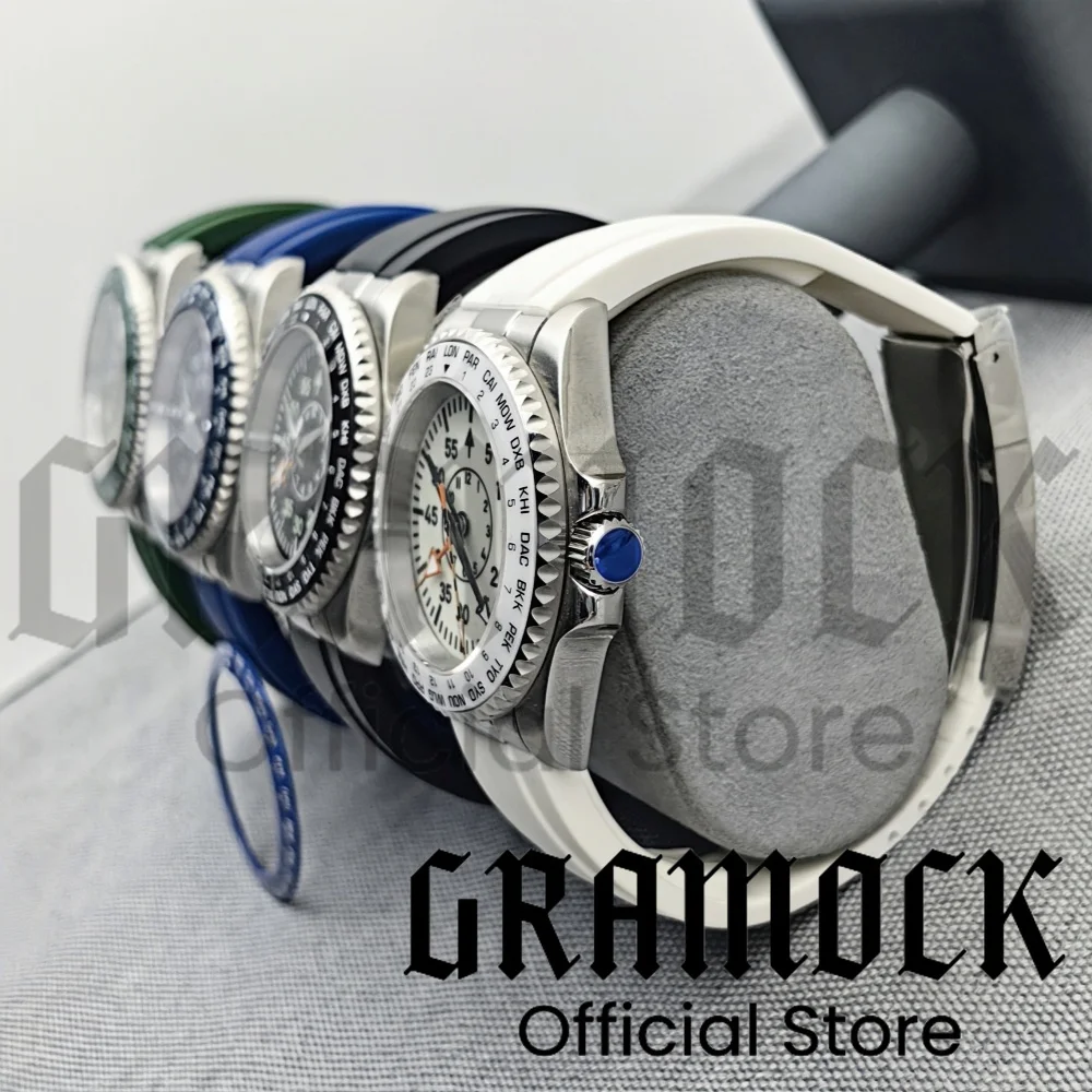 Корпус из нержавеющей стали Gramock 40 мм с куполами сапфировое стекло зеленый