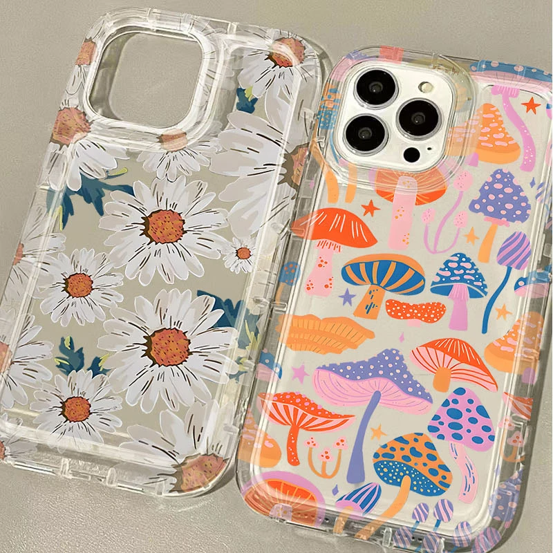 Magic Artistic Mushroom Flower Clear Case for Samsung Galaxy S24 Ultra S23 S22 S21 FE S20 Plus Note 20 10 Pro A34 A54 A33 A53