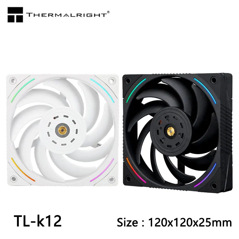 Фото Thermalright TL-K12 12 см Вентилятор охлаждения корпуса 4-контактный PWM Halo высокопроизводительный вентилятор, черный/белый цвет, обычный/реверсивный направление ветра №1