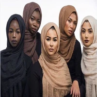high quality soft crinkle cotton hijab scarf shawls ladies muslim fashion plain wraps headband long headscarf