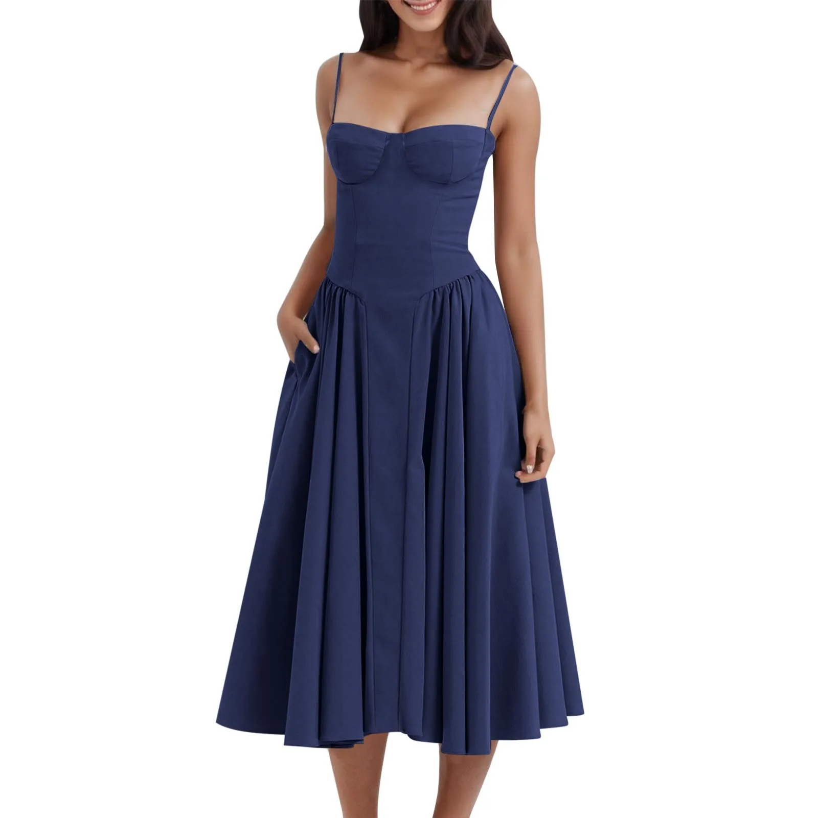 

Women Sleeveless Sling Long Dress Summer Solid Color Backless A Line Bandage Dress Women Dresses Casual Fall