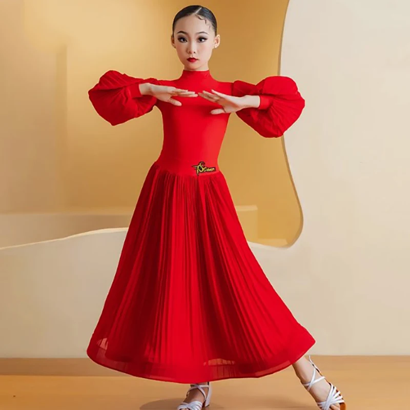 Детская танцевальная одежда для латинских танцев с длинными рукавами девочек