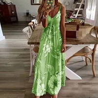 summer dresses for women 2022 spaghetti strap bohemian floral v neck off shoulder long dress casual beach party sling dress robe