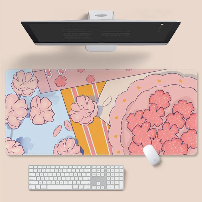 

Cute Pink Mouse Pads Computer Laptop Extended Pad Mouse Mat Large Mouse Pad Rubber Keyboards Table Mat Desk Accessories