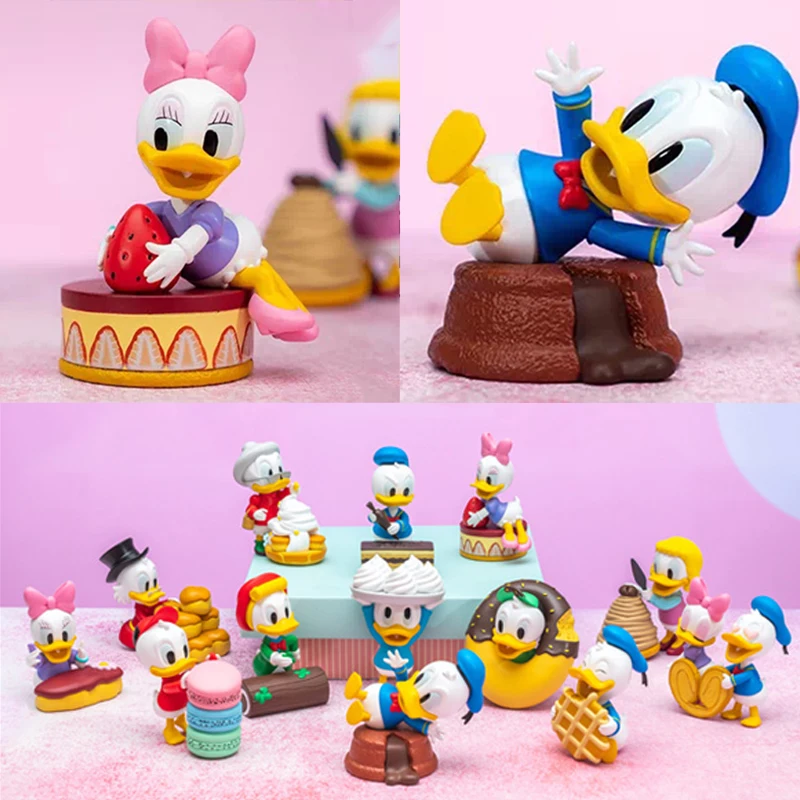 Anime Disney Classic Donald Duck Cake Series Figure Toys Dessert Party Trendy Play Cute Decoration Dolls Desktop Model Kids Gift