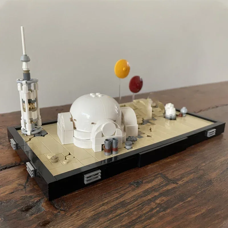 Звездная модель фильма Moc, строительные кирпичи, бинарный закат, диорама в пустыне, технология, модульные блоки, подарок, рождественские игрушки, наборы «сделай сам», сборка (art.: 3920cd68ba916) - 3920cd68ba916