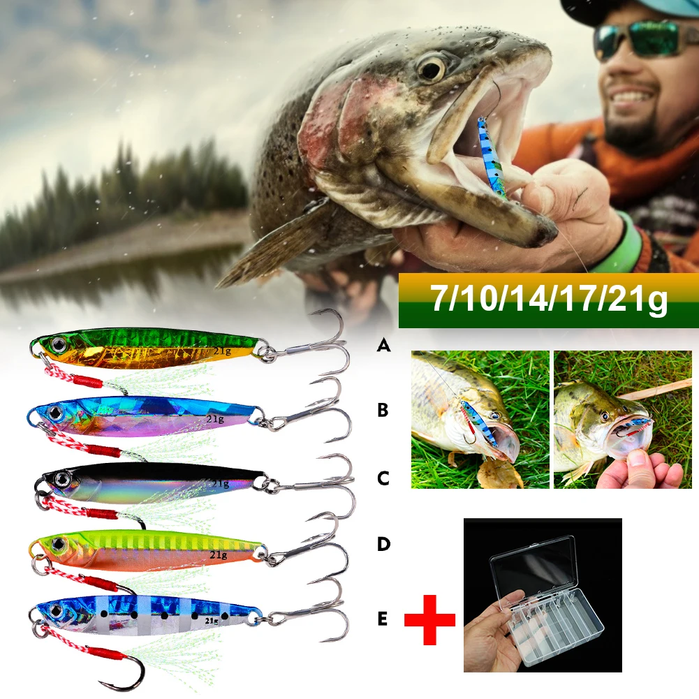 

5Pcs/lot Metal Cast Jig Spoon 7g-10g-14g-17g-21g-24g-30g-40g-60g Casting Jigging Fish Sea Bass Fishing Lure Tackle