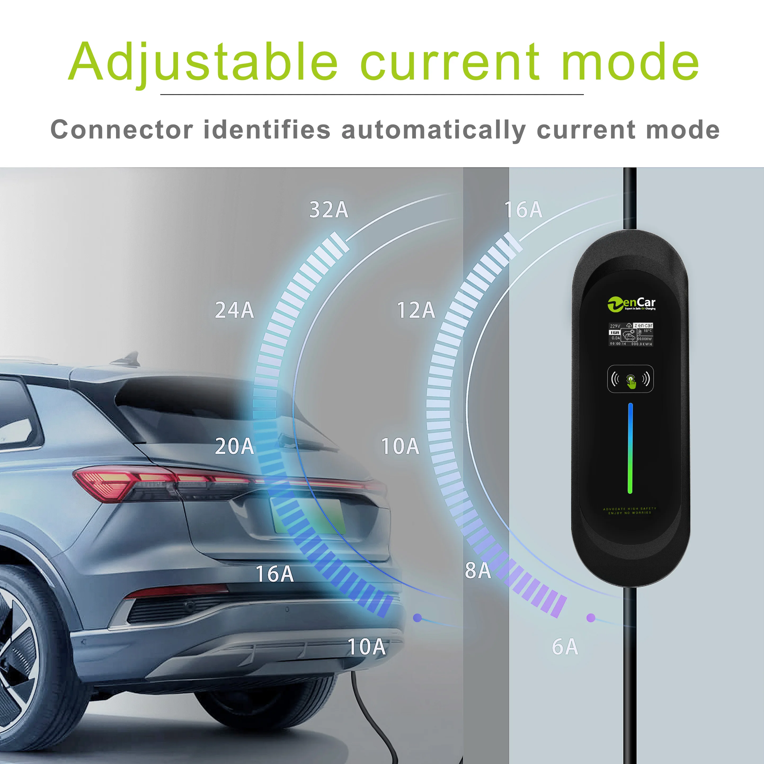 Портативное зарядное устройство для электромобиля Zencar 16A тип 2 зарядная станция
