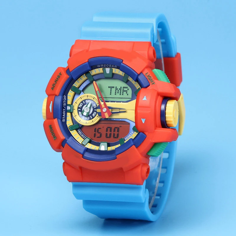 

Style Leisure Sports 400 Quartz Waterproof Unisex Watch LED Dgital World Time Sutomatic Hand-Raising Light Watches