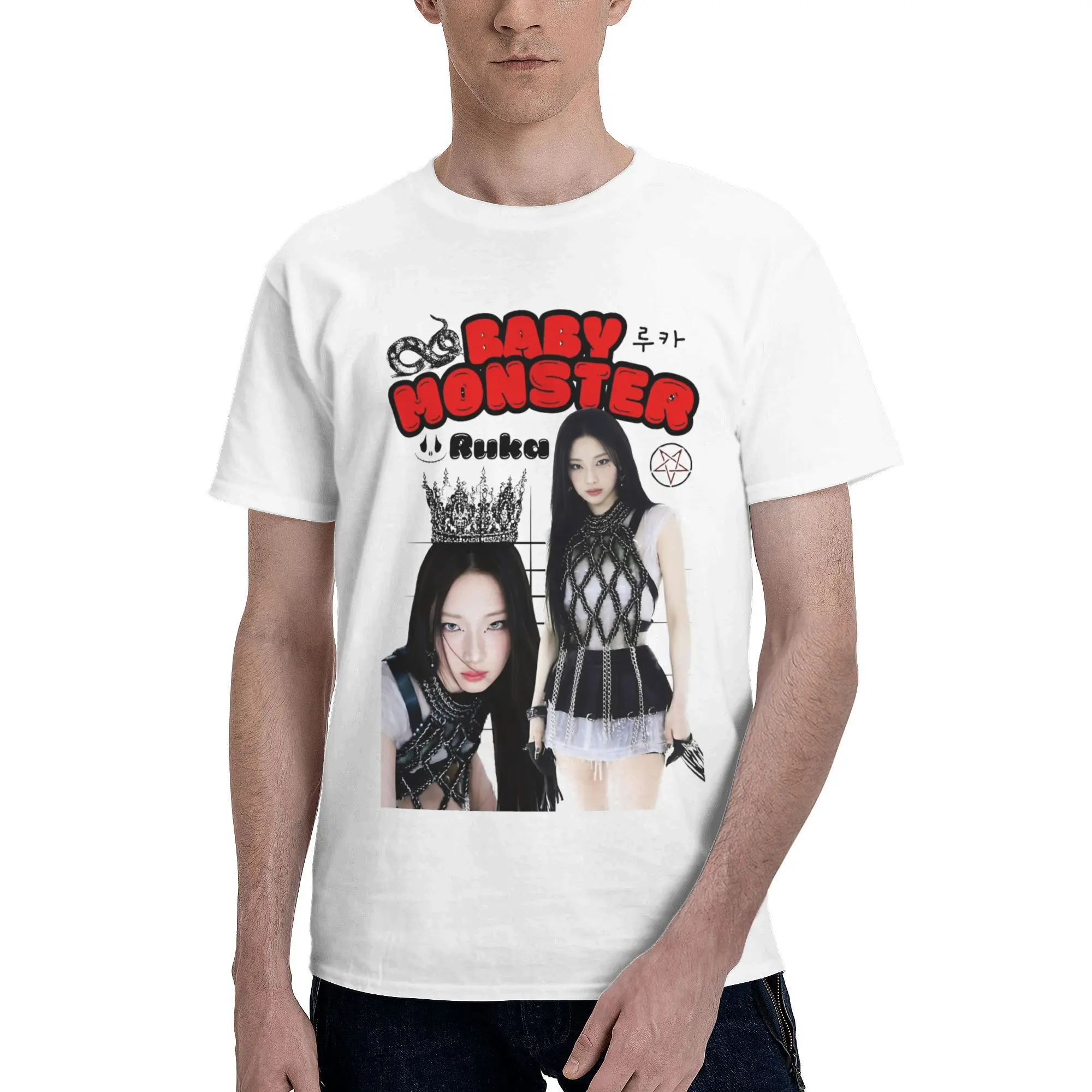 Ruka BABYMONSTERS KPOP футболка мужская хлопковая повседневная с круглым вырезом и