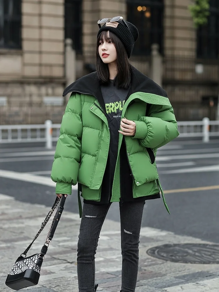 

New Short 2023 Coat Women Fashion 90% White Duck Down Jacket Patchwork Female Thick Winter Casual Zipper Outerwear