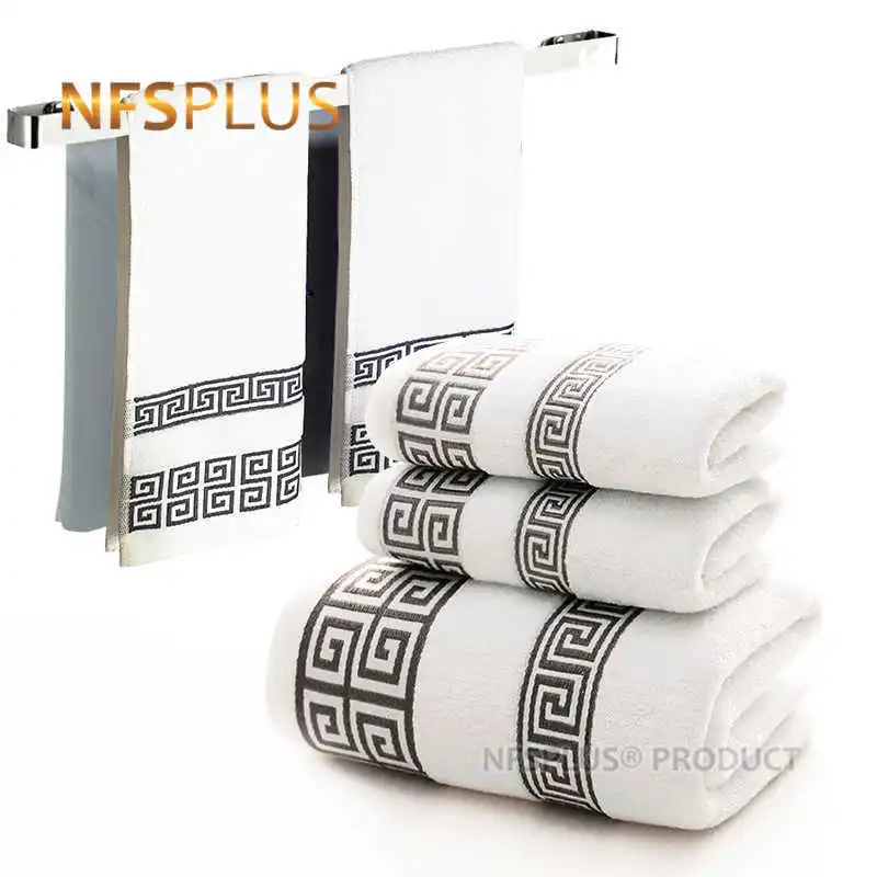 Set For Bathroom 1 Terry Bath Towel For Adults 2 Hand Face Towels Washcloth For Travel Sport Spa Gym Swim Running
