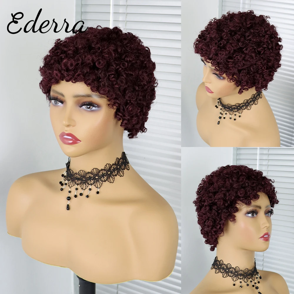 

Cheap Afro Human Hair Kinky Curly Wigs For Black Women Short Bob Natural Fluffy Wig Brazilian Human Hair Sale Glueless Pixie Cut