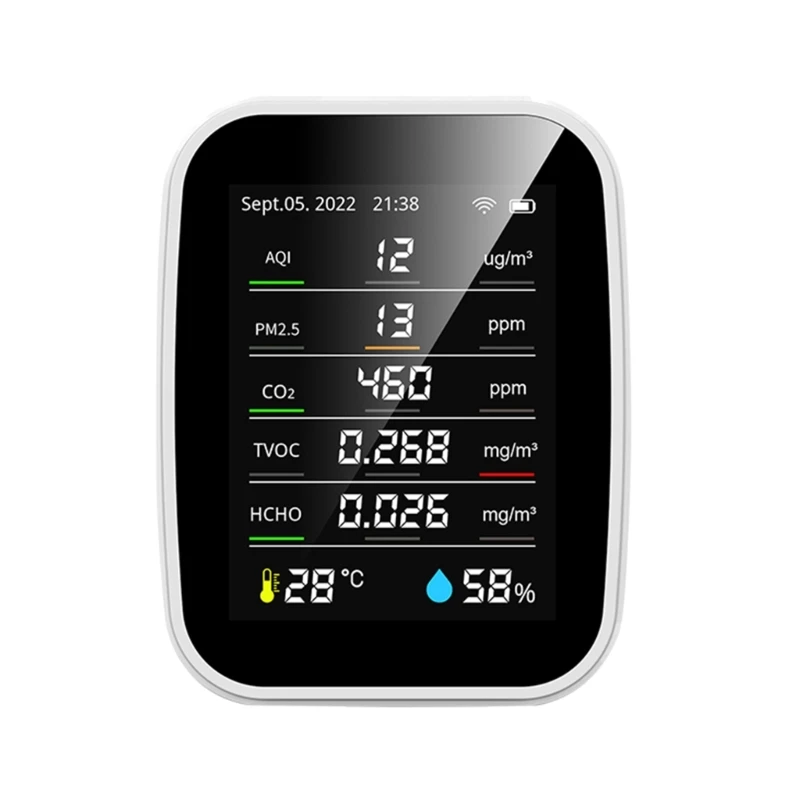 

CO2 Meter Digital Temperature Humidity Tester Carbon Dioxide TVOC HCHO Detector Air-quality Monitor DropShipping
