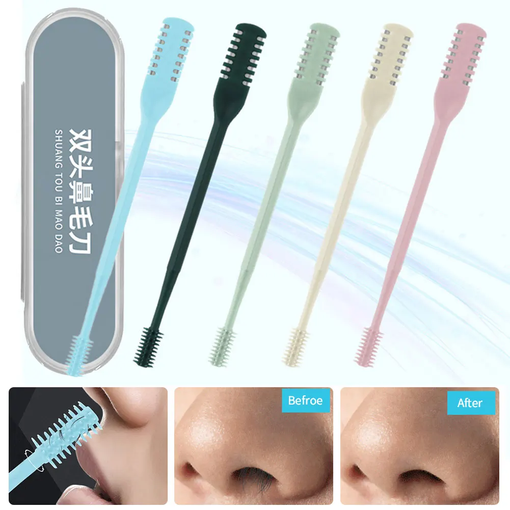 

Portable Manual Nose Hair Trimmer Washable for Men and Women with Storage Box Waterproof Double Head Nose Hair Removal