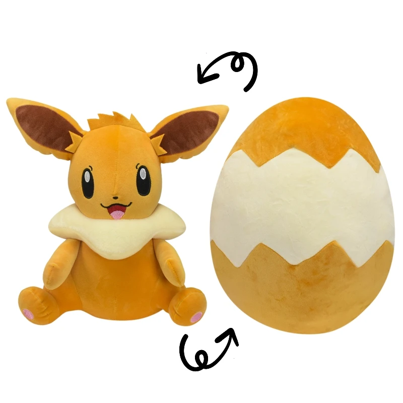

Pokemon Eevee Changing Egg Reversible Soft Plush Toy Kawaii Anime Figure Stuffed Animals Peluche Doll Gift For Kids Boys Girls