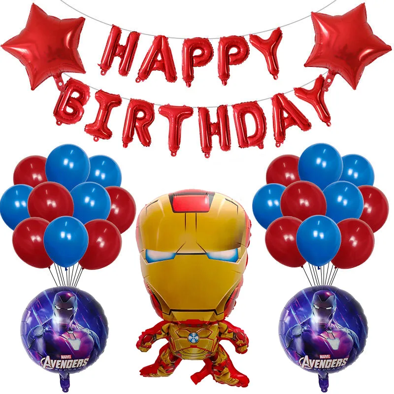 

26pcs/set Superhero Balloons Set Spider Iron Cartoon Man Foil Balloon Happy Birthday Party Decoration Air Globos Kids Toys Gift