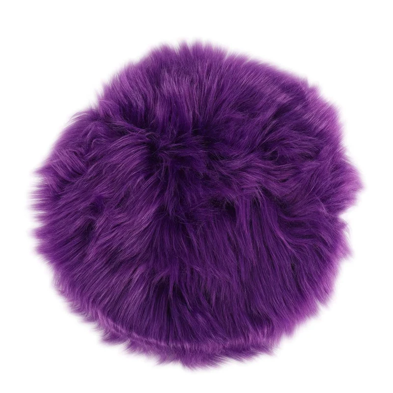 

2X Faux Sheepskin Wool Carpet 30 X 30 Cm Fluffy Soft Longhair Decorative Carpet Cushion Chair Sofa Mat (Round Purple)