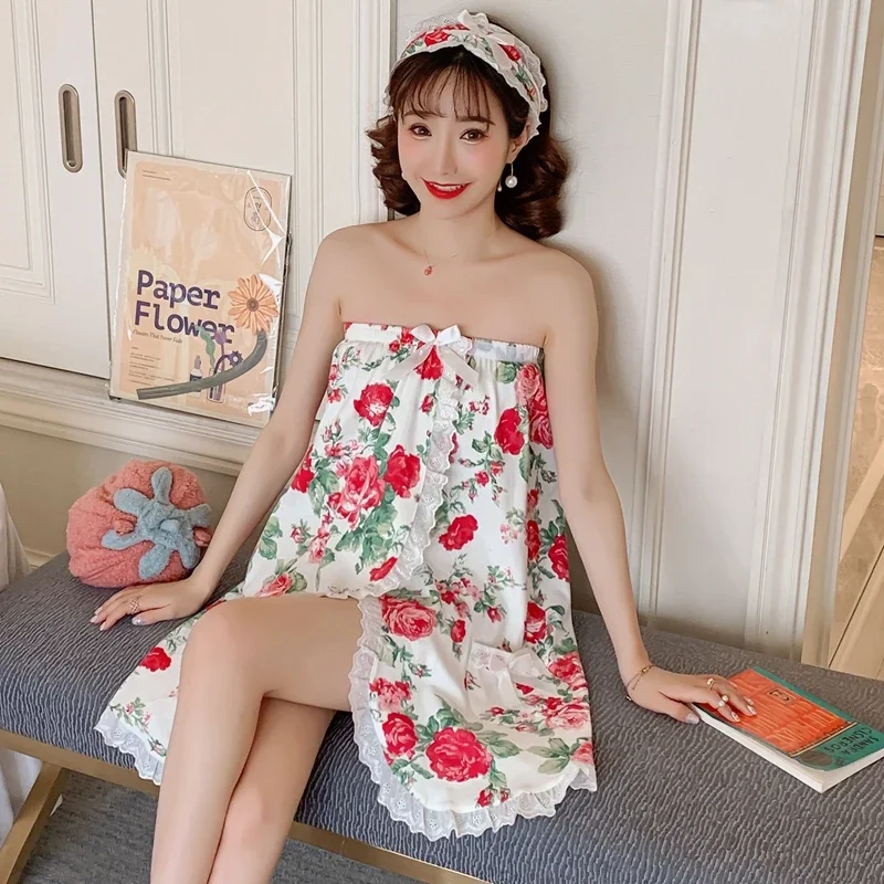 2024 летнее сексуальное кружевное банное полотенце с запахом на грудь халаты для