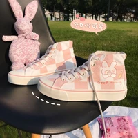 womens sports shoes anime kawaii pink rabbit lolita canvas flats female 2021 new casual tennis basketball vulcanized sneakers