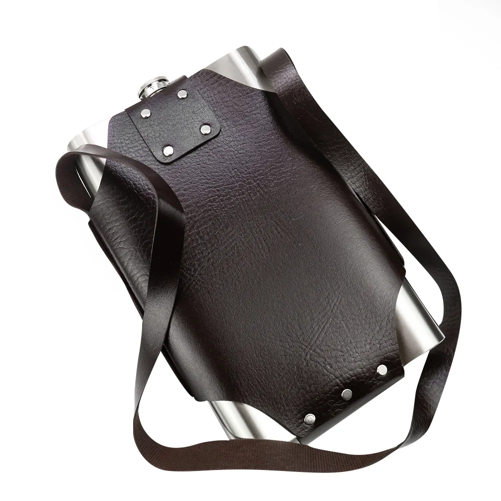 

64oz Stainless Steel Hip Flasks Shoulder Strap Leather Case Groomsmen Gifts Bar Outdoor Portable Alcohol Whiskey Bottle Wine Pot