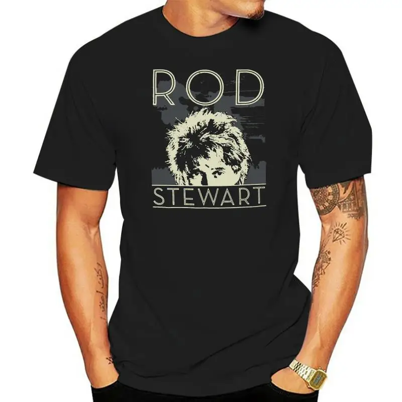

Rod Stewart Splatter Hair Image Tour 2013 Black T Shirt New Hip-Hop Tee Shirt