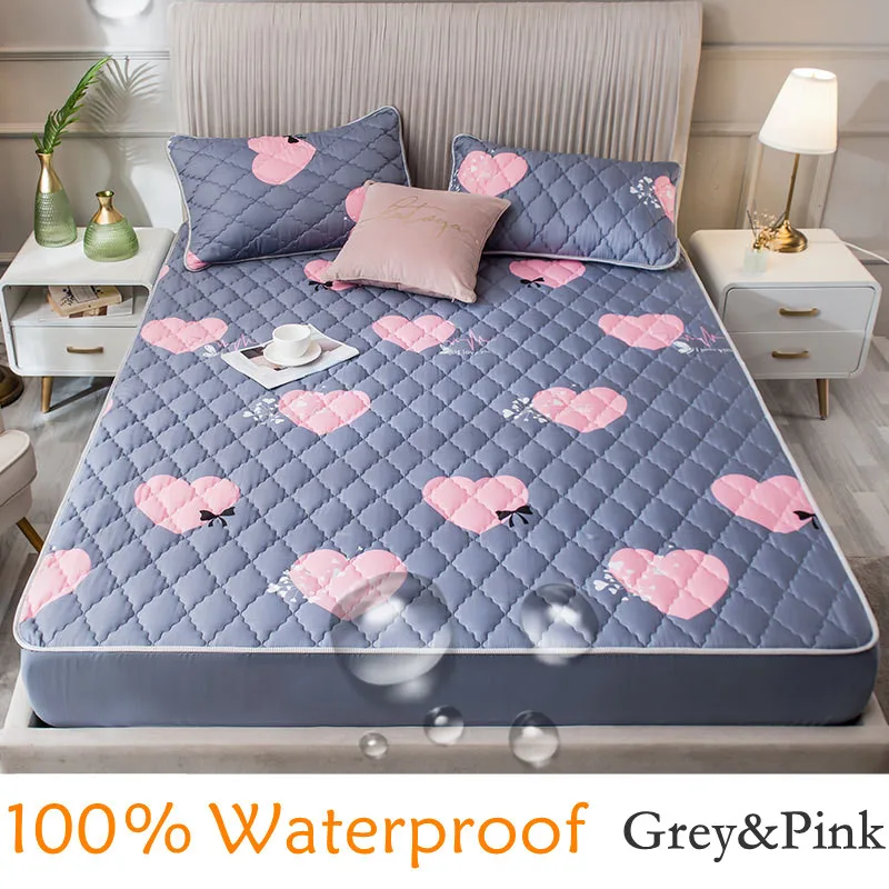 

Quilting Process Fitted Mattress Pad Cover Waterproof Mattress Protector Bed Bug Mattress Topper Bed Sheets Brushed Fabric