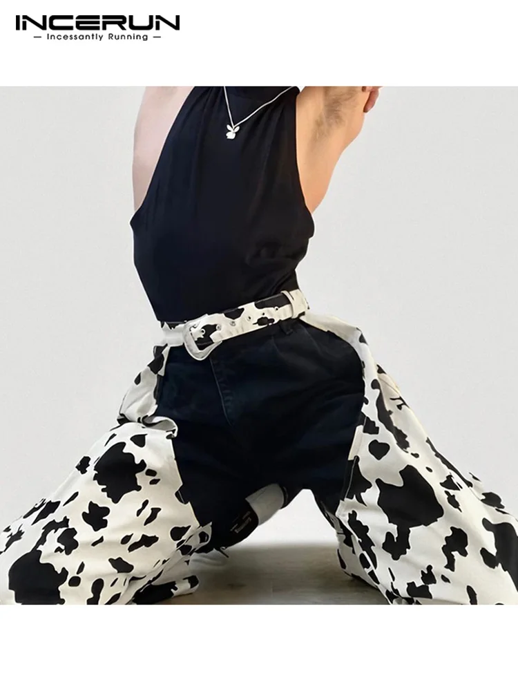 

INCERUN Men Pants Printed Hollow Out Sexy Loose Personality Streetwear Casual Trousers Men 2022 Fashion Joggers Pantalon S-5XL