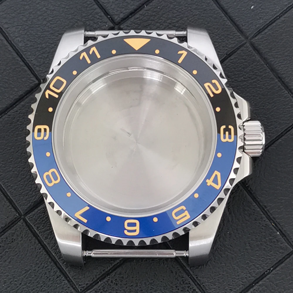 Modified 40mm Watch Case Fine Stainless Steel Solid Caseback Bezel Sapphire Glass Fit NH34GMT Movement Modification Case Part