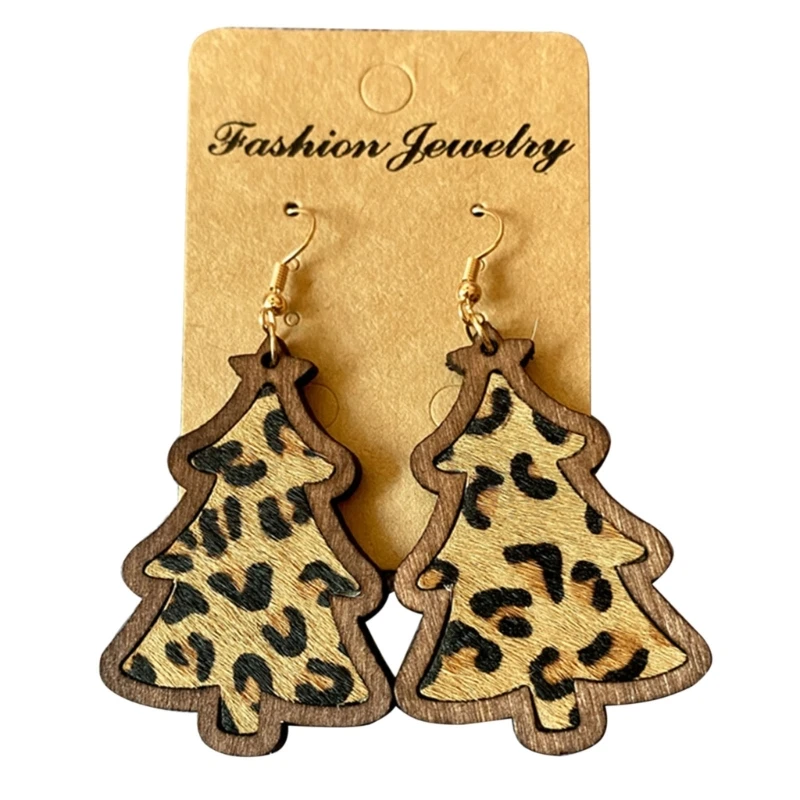 

Christmas Tree Leopard Print Christmas Earrings Christmas Tree Pendant Earrings Dropshipping