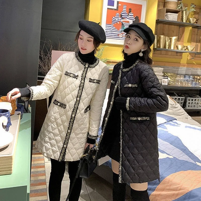 

Элегантная легкая женская длинная теплая верхняя одежда с круглым вырезом и пуговицами, женская черная стеганая куртка в стиле пэчворк с кисточками, зимнее Стеганое пальто 2023