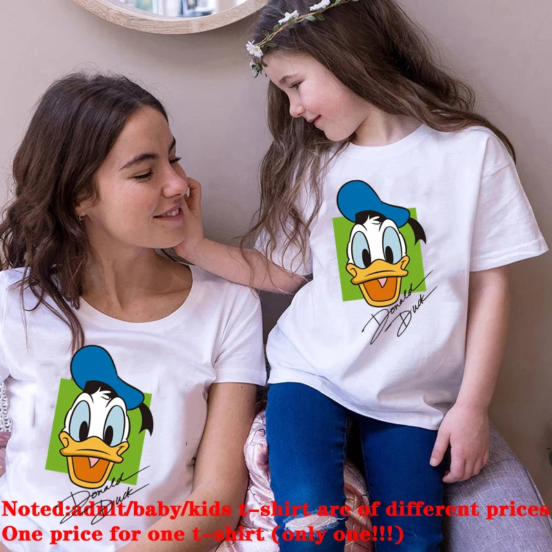 

Disney Donald Duck Mother Kids Clothing Dad Daughter Cartoon Short Sleeve Summer Cotton Family Matching Tshirt Family Look Top