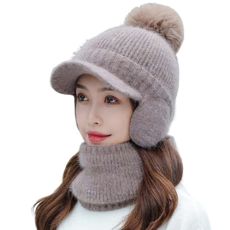 

Winter Warm Beanie Scarf Set Knit Hat Scarf Set Earflap Skullies Beanies Neck Warmer Ski Beanie Hat Hat Balaclava Set