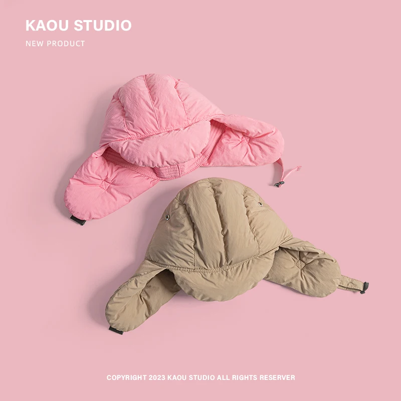 Зимняя пуховая шапка Lei Feng женская утолщенная хлопковая легкая теплая с защитой