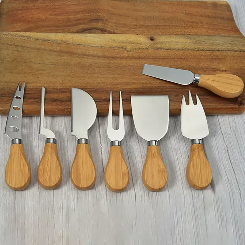 

New in 2022 Steel Stainless Cheese Knives with Bamboo Wood Handle Cheese Slicer Cheese Cutter Kitchen Baking Tool