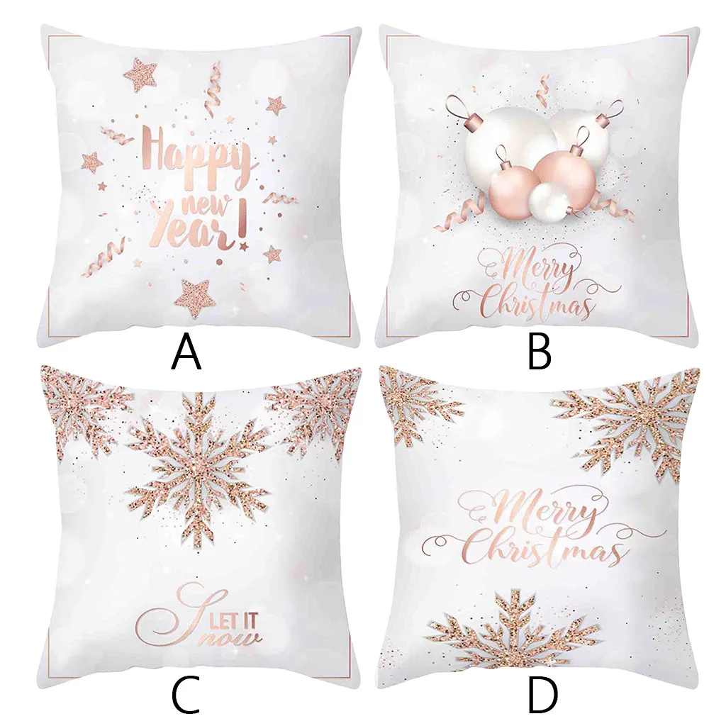 

Pillow Case 18 4PC Christmas Pillow Cover Decor Pillow Case Sofa Waist Microbial Pillow Cases Gold Decorative Pillow Covers