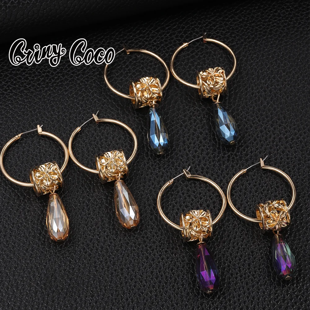 

Cring Coco Polynesian Designer Crystal Hoops Earrings 2022 Trend Jewelry New Hawaiian Hoop Earrings for Women Teens Summer Beach