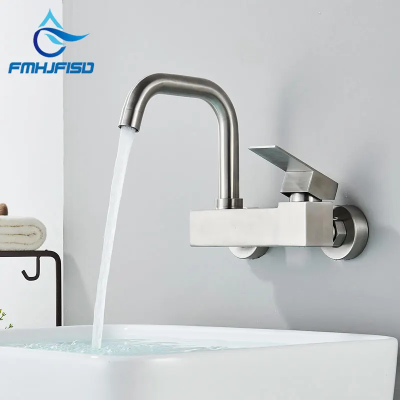 

Basin Faucet Wall Mounted Sink Faucet Bathroom Single Handle Tapware Hot And Cold Mixer Tap Sink Tap Stylish Simplicity