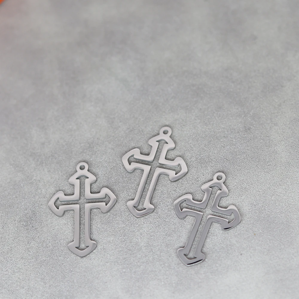 

3pcs/Lot Stainless Steel Hollow Out Cross Religious Accessories Findings For Fashion Jewelry Making DIY Handmade Craft