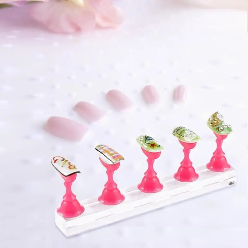 1 set magnetic nail holder practice display stand acrylic crystal showing shelf nail art tool 4 colors nail polish display stand free global shipping
