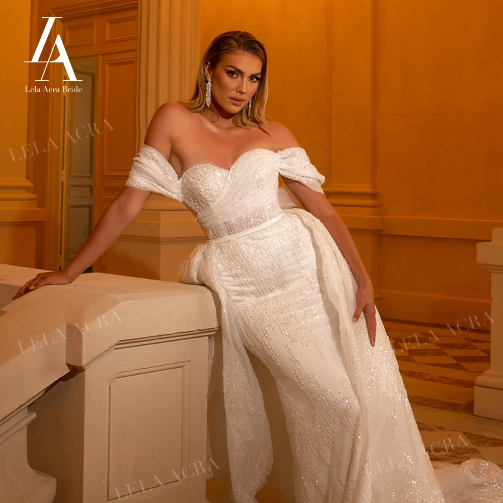 LelaAcra свадебное платье с открытыми плечами 2025 г. милое принцессы-русалки 2 в 1 SM146