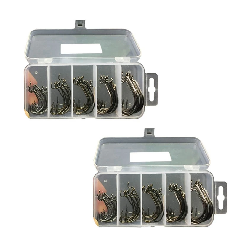 

153Pcs Fishing Hooks High Carbon Steel Worm Senko Bait Jig Fish Hooks With Plastic Box
