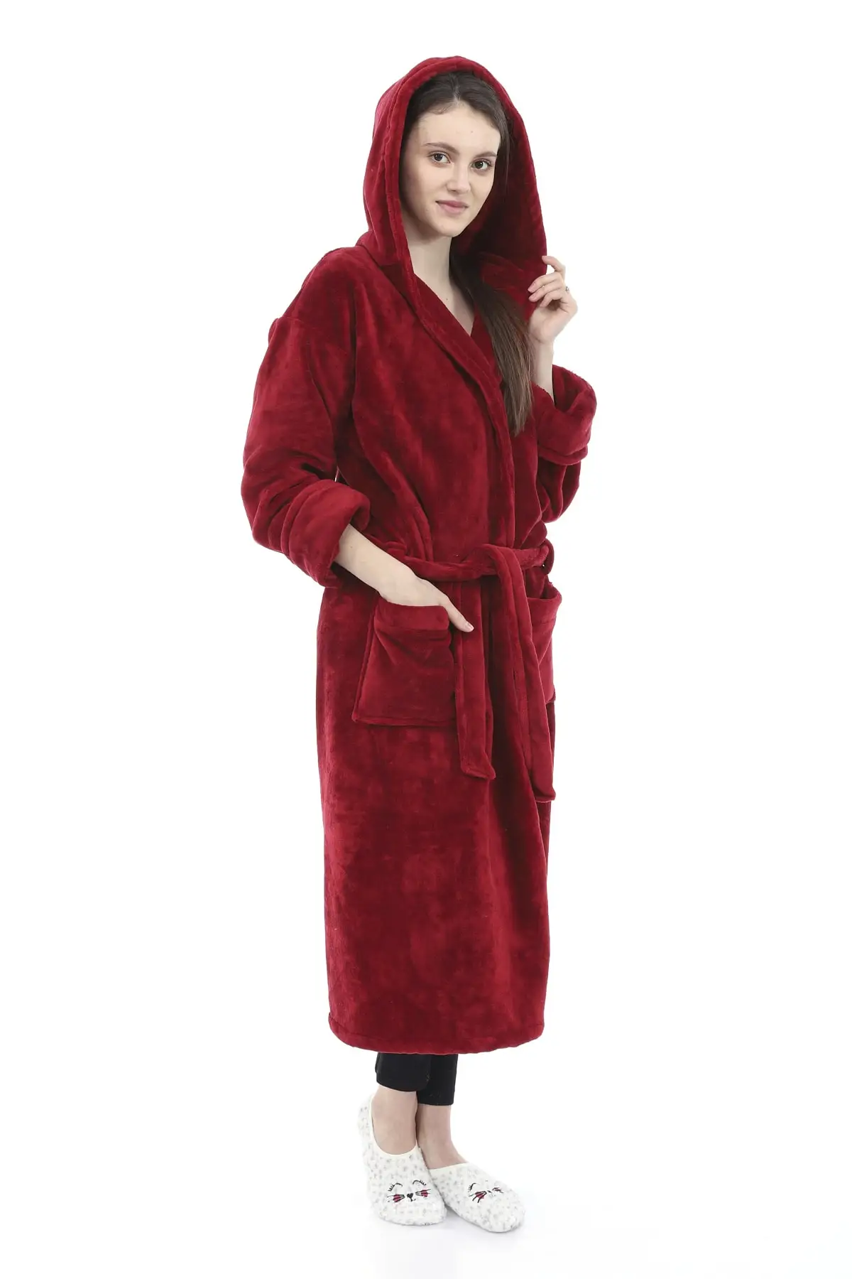 

Dressing Gown Claret Red Ultrasoft Long Fashion Robe Bathrobe Sexy Peignoir Kimono Bride Sleepwear Night Gown