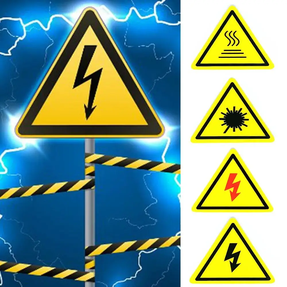 

5pcs Yellow Warning Sticker 6 Styles Accessories Electrical Shock Hazard Safety Waterproof Tags Danger Forelectric Box