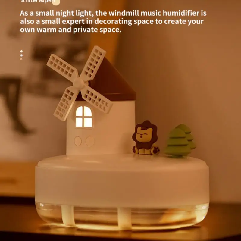 

650ml Windmill Air Humidifier Cartoon Music LED Light Mist Maker Sprayer Desktop Air Humidifiers Home Decoration Ornaments Gift