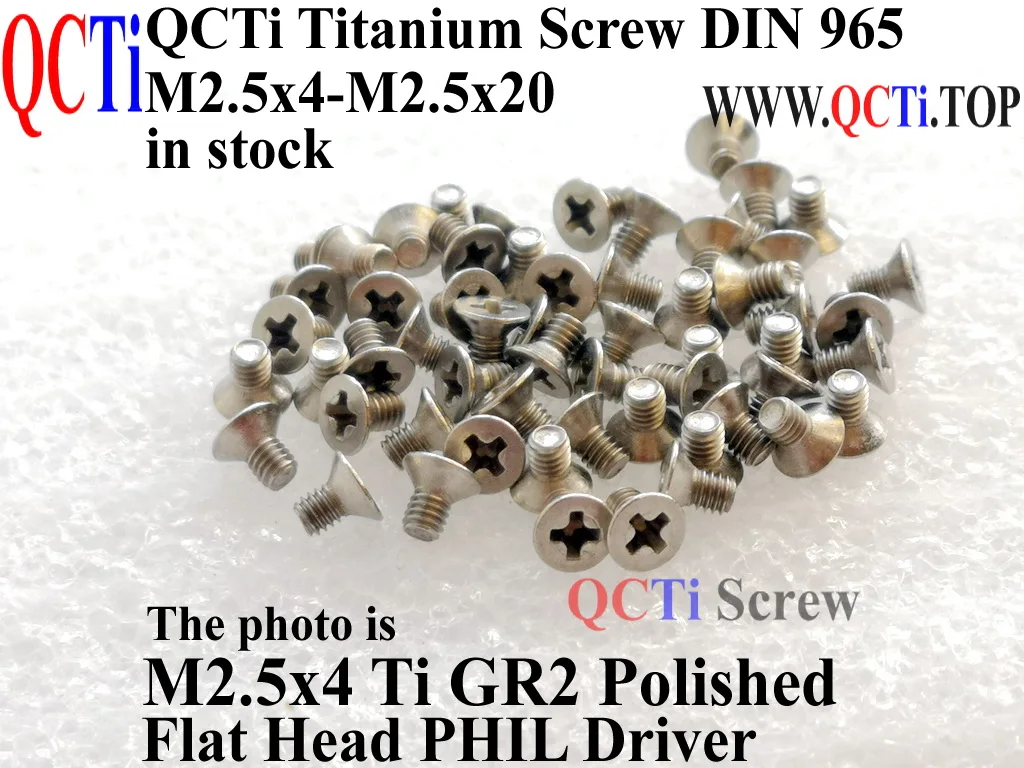 

DIN 965 M2.5 Titanium screw M2.5x4 M2.5x5 M2.5x6 M2.5x8 M2.5x10 M2.5x12 M2.5x14 M2.5x16 Flat Head PHIL driver Ti GR2 10 pcs