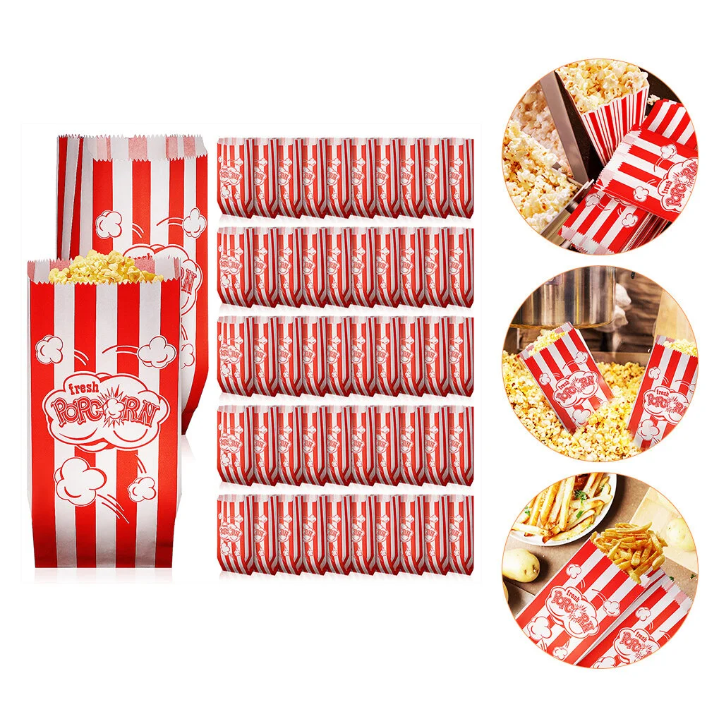

100 Pcs Candy Bag Stripe Popcorn Bags Parties Mini Food Containers Multi-function Treat Accessory Pointed Bottom Supply Snack
